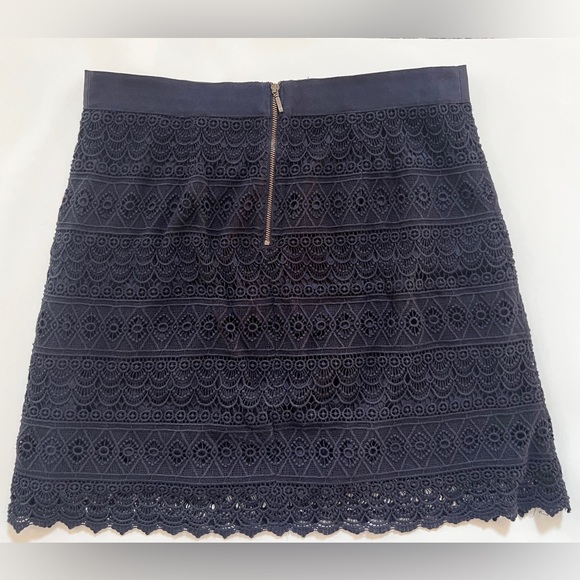 Ann Taylor Loft Lace Crochet Eyelet Pencil Skirt in Navy Blue Size 8 - Picture 3 of 8